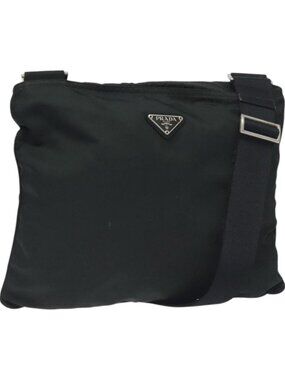 PRADA Shoulder Bag Nylon Black Silver
